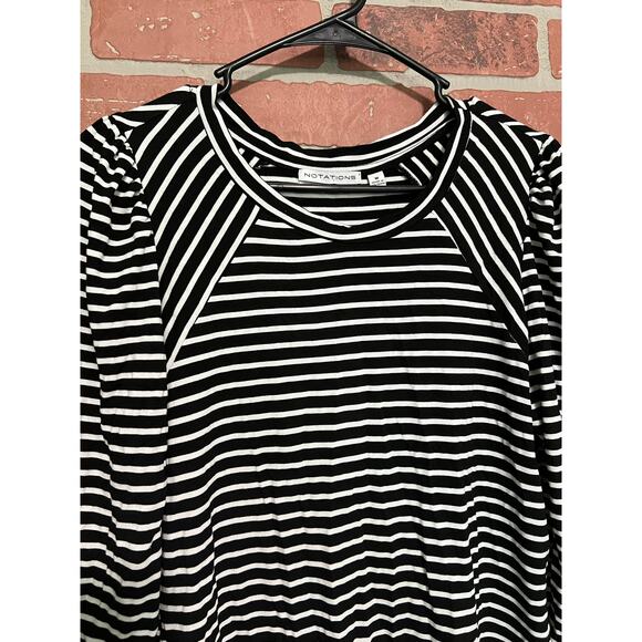 Notations Black and White Striped Top - M - Picture 4 of 6